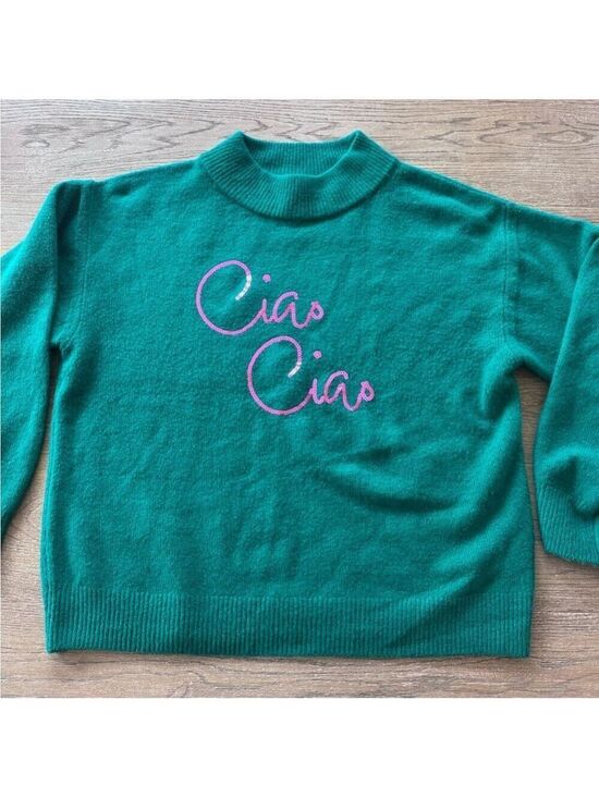 Sweaters - Green Sweater with Ciao Ciao Design